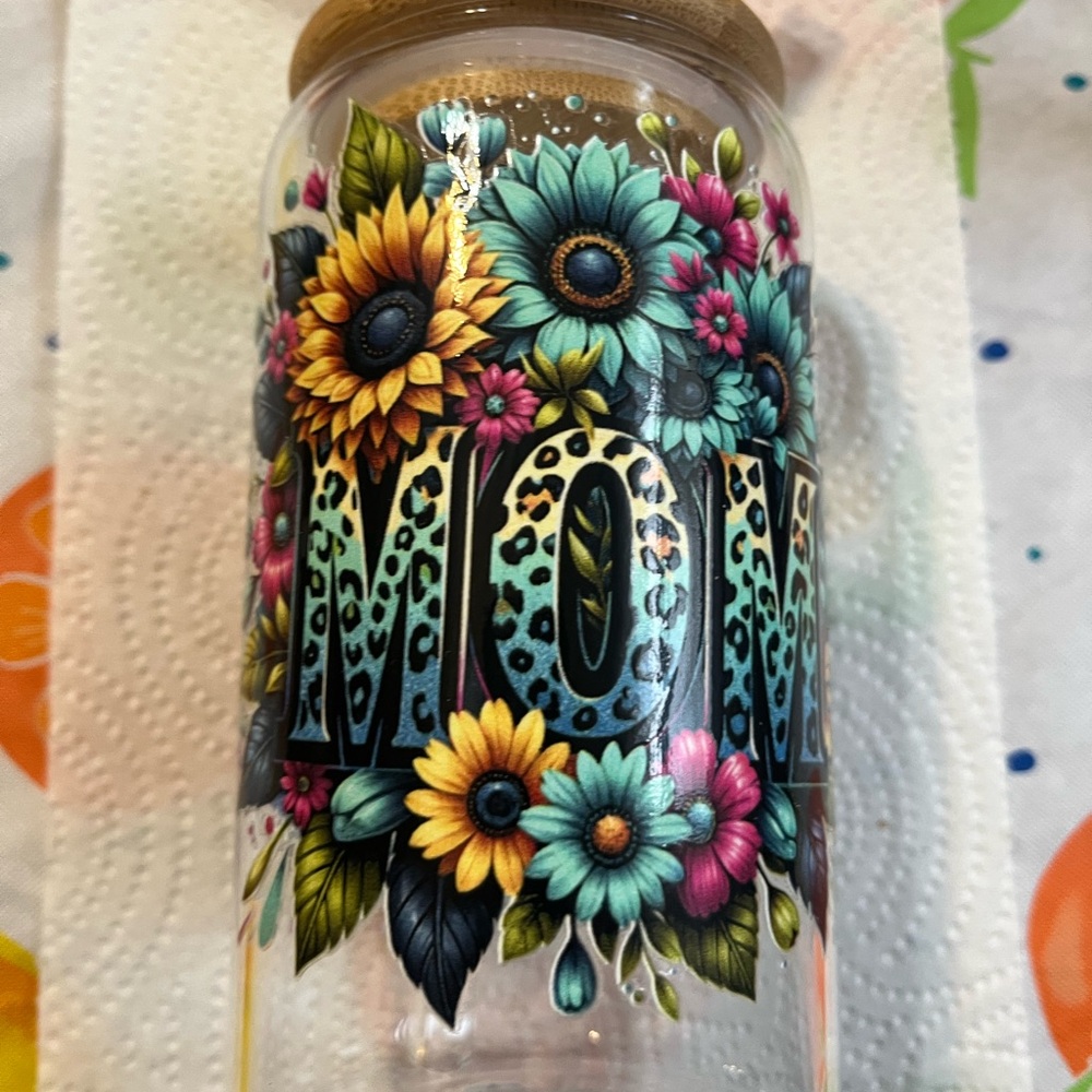 Floral MOM Tumbler with Lid